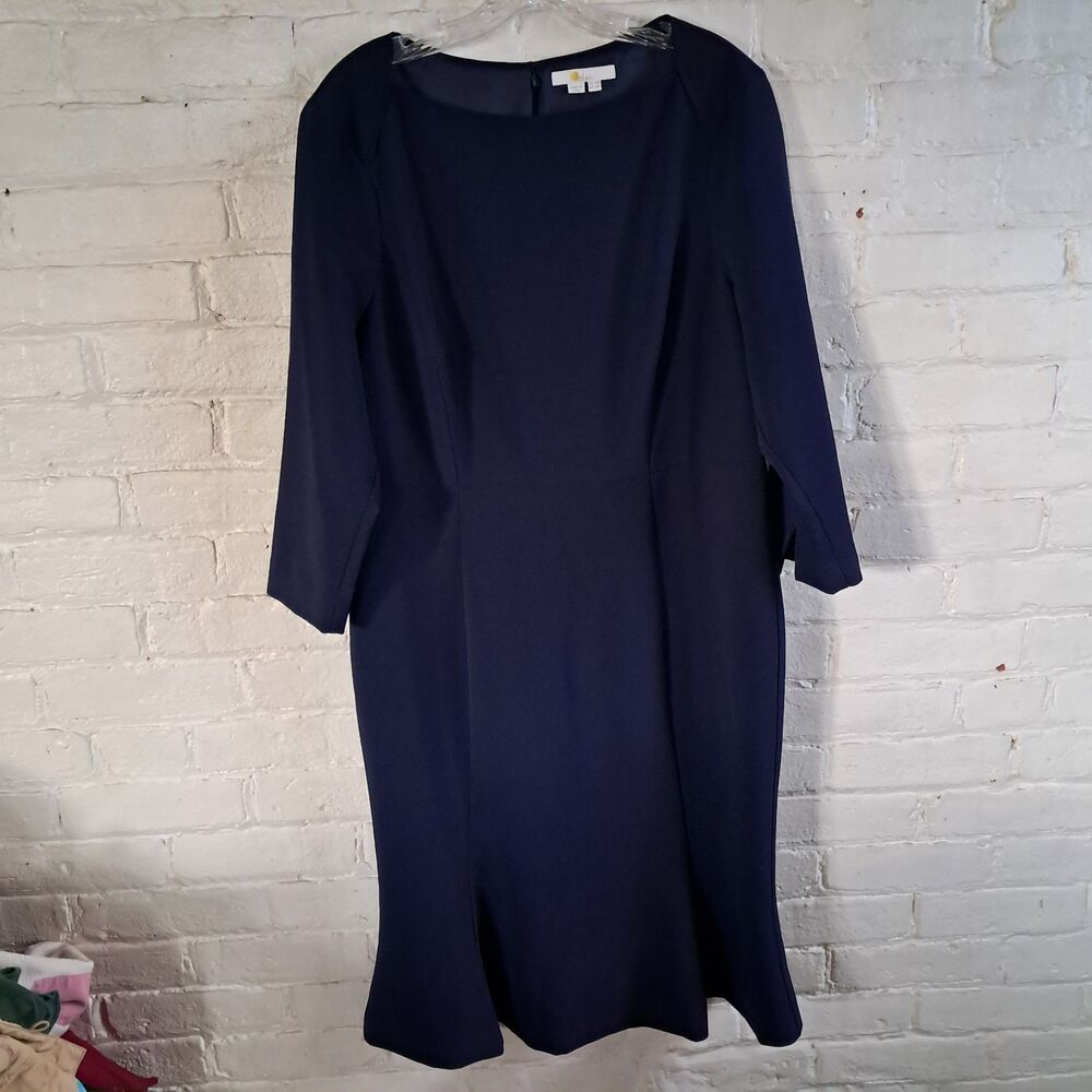 Boden Dress Navy Blue Womens 14R  3/4 Sleeve Knee Length Semi Formal Business